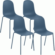 CLP Lot de 4 chaises empilables Hardin Plastique HBT: 85x51x55 cm Bleu - bleu 328903