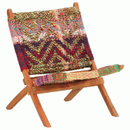 Décoshop26 - Fauteuil lounge design moderne pliable chindi tissu multicolore DEC026799 - 3000256013950