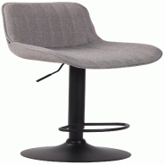 Décoshop26 - Tabouret de bar en tissu gris pied métal noir siège rembourré et matelassé 10_0000426 - gris 3000775669607