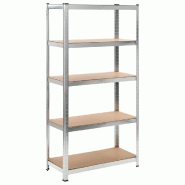 étagère de rangement charge lourde robuste atelier garage outils acier galvanisé et mdf 180 cm 02_0000708