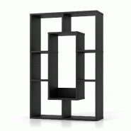 Helloshop26 - Bibliothèque géométrique à 7 cubes pour salon ou bureau organisée et sécurisée design contemporain en bois noir 20_0010690 - 3000