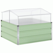 Helloshop26 - Jardinière rectangulaire design industriel extérieur 100 x 100 x 77 cm en acier galvanisé vert pastel 02_0059295 - vert acier 3000241