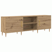 Helloshop26 - Meuble TV rectangulaire moderne avec rangement fonctionnel 150 x 30 x 50 cm en bois d'ingénierie chêne artisanal 02_0052513 - Bois mas