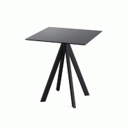 Infinity table de bistrot avec piètement noir + plateau HPL noir 70x70 cm