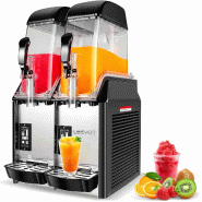 Leevot machine à granita professionnelle X-240 - double cuve 24L - compresseur 890W - entraînement magnétique - éclairage led - noir X-240