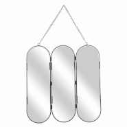 Miroir allonge tryptique avec chaîne noir 48x0.5x52cm m4