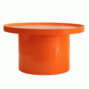 Oviala Business Table basse ronde 70 cm en MDF effet laqué orange - orange Bois manufacturé 114325