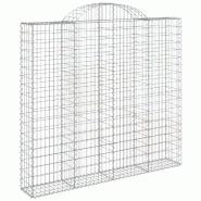 Panier de gabions clôture cage mur de soutènement arqué 200 x 30 x 180/200 cm fer galvanisé Argent 02_0040001 - métal 3000218909277