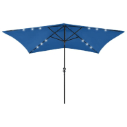 PARASOL AVEC LED ET MÂT EN ACIER 2 X 3 M BLEU AZURÉ 02_0008067 PARASOL AVEC LED ET MÂT EN ACIER 2 X 3 M BLEU AZURÉ 02_0008067