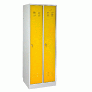 PROREGAL Armoire vestiaire ERMINE avec 2 portes | HxLxP 178x60x50cm | Gris/jaune - jaune métal RAD348-02