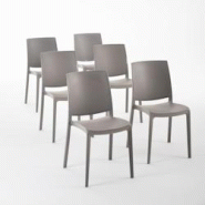 RATTATAN Set 6 Chaises en polypropylène avec fibre de verre empilables pour extérieur et jardin, bar et restaurant, cuisine moderne - CARMEN - Tour RATTATAN Set 6 Chaises en polypropylène avec fibre de verre empilables pour extérieur et jardin, bar et restaurant, cuisine moderne - CARMEN - Tour