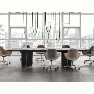 Table de réunion Ono en placage bois et éco-cuir