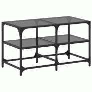 VidaXL Table basse avec dessus en verre noir 78,5x40x45 cm acier Modèle Panorama Pro - 846011