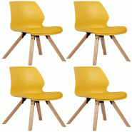 CLP Lot de 4 chaises de salle à manger Luna Jaune/Plastique - jaune plastique 322304