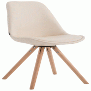 Décoshop26 - Chaise de cuisine salle à manger scandinave assise en PVC crème 4 pieds en bois forme rond 10_0008303 - beige Bois massif 3000266579798