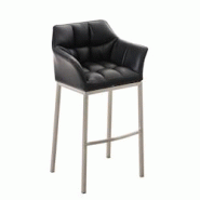 Décoshop26 - Tabouret de bar chaise haute de comptoir couture carrées assise en PVC noir 4 pieds stables en acier inoxydable 10_0004716 - noir 30002 Décoshop26 - Tabouret de bar chaise haute de comptoir couture carrées assise en PVC noir 4 pieds stables en acier inoxydable 10_0004716 - noir 30002