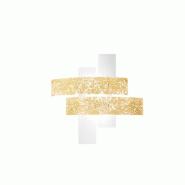 Gea Luce Petit Plafonnier Lara Verre Blanc, Détails Or, 70X70Cm, 2Xe27 Max 70W, Style Moderne, Ampoules Non Incluses, Ip20 - doré 8000000089427