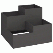 Helloshop26 - Lot de 2 cache-pots rectangulaires design moderne jardin terrasse 100 x 100 x 60 cm en acier noir 02_0052074 - noir métal 3000237232035