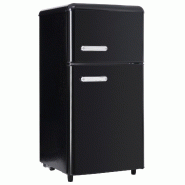 Merax mini réfrigérateur rétro avec congélateur, 72 L, 2 portes, compact pour bureau et minibar d'hôtel, LED, noir - ES314740SAA
