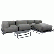 Oviala Business Salon de jardin modulable 4 places avec structure gris, L 291 x l 194 x h 77 cm Oviala - gris polyester 115375