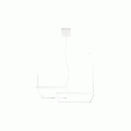 Suspension LED moderne 64 W en aluminium blanc mat, design géométrique avec sélecteur de température de couleur intégré (3000 K à 6000 K) - Per