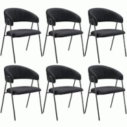 TecTake GmbH tectake Lot 6 Fauteuils rembourré ergonomique en tissu 150kg max noir - 405516 - noir polyester 405516 TecTake GmbH tectake Lot 6 Fauteuils rembourré ergonomique en tissu 150kg max noir - 405516 - noir polyester 405516