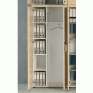 Armoire haute avec vestiaire et rangement - MDD - Chêne Canadien, Blanc pastel_0