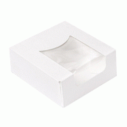 Boite avec fenêtre 'The Pack' 230 G/M2+OPP 10x10x4cm blanc nano micro - par 400