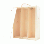 Boîte coffret bois 3 bouteilles couvercle coulissant 33.5 x 27.7 x 9.5 cm - marron Bois massif BB3B