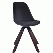 CLP Chaise visiteur Troyes en velours avec piétement Carré en bois de hêtre ou de chêne Noyer/Noir - noir textile 312171 CLP Chaise visiteur Troyes en velours avec piétement Carré en bois de hêtre ou de chêne Noyer/Noir - noir textile 312171