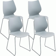 CLP Lot de 4 chaises empilables Houma Plastique HBT: 86x47x50 cm Gris - gris 328918