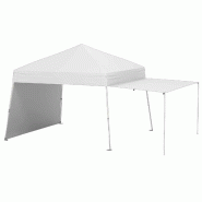 COSTWAY Pavillon pop-up 430x280cm avec 2 parois latérales convertibles en auvent, jardin portable, tente de camping et fête, extérieur blanc. - bla