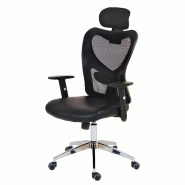 Décoshop26 - Fauteuil chaise de bureau sur roulettes pivotante appui-tête réglable synthétique noir 04_0001899 - noir 3000431532696 Décoshop26 - Fauteuil chaise de bureau sur roulettes pivotante appui-tête réglable synthétique noir 04_0001899 - noir 3000431532696