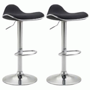 Décoshop26 - Lot de 2 tabourets de bar assise ergonomique en tissu noir pied en trompette en métal 10_0004409 - noir 3000252088778_0