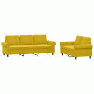 Ensemble de canapés 2 pcs avec coussins Jaune Velours Modèle Oermelion - 8721012072237