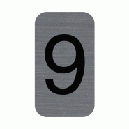 Exacompta - Réf. 67189E - 1 Plaque adhésive imitation Aluminium Chiffre 9 - Dimensions 2,5x4,4 cm - Gris - gris aluminium 67189E