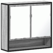 Helloshop26 - Armoire à miroir murale 65 x 20 x 60 cm design épuré moderne rangement salle de bain en bois gris 02_0049654 - gris verre 3000235944848
