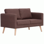 Helloshop26 - Canapé 2 places de salon salle de séjour maison intérieur tissu marron 02_0020686 - marron Bois massif 3001117588006