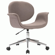 Helloshop26 - Chaise fauteuil siège pivotante de bureau informatique étude tissu taupe 02_0024179 - métal 3000214726045