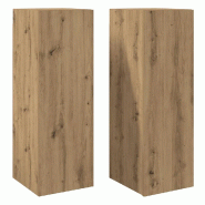Helloshop26 - Lot de 2 meubles TV suspendus modernes avec grand espace de rangement 30,5 x 30 x 90 cm en bois d'ingénierie chêne 02_0050877 - Bois m
