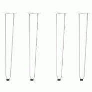 Helloshop26 - Lot de 4 pieds en épingle à cheveux design moderne console 72 x 12 x 12 cm en acier massif blanc 02_0056724 - blanc acier 3000239672730