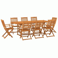 Helloshop26 - Mobilier à dîner de jardin 9 pièces bois d'acacia massif 02_0014824 - Bois massif 3000138951530