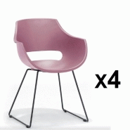 LOT DE 4 CHAISES DESIGN REMO COQUE ROUGE PIÉTEMENT LUGE MÉTAL NOIR MAT LOT DE 4 CHAISES DESIGN REMO COQUE ROUGE PIÉTEMENT LUGE MÉTAL NOIR MAT