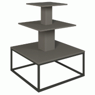 Présentoir 3 niveaux base métal noir Vertigo anthracite 90x90x117cm