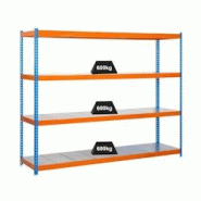 PROREGAL Étagère pour charges lourdes METAL BEAST FOUR | HxLxP 200x180x90cm | Charge du compartiment 600kg | Bleu-orange - bleu métal PR_RS17-20 PROREGAL Étagère pour charges lourdes METAL BEAST FOUR | HxLxP 200x180x90cm | Charge du compartiment 600kg | Bleu-orange - bleu métal PR_RS17-20