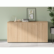 Armoire basse portes battantes en bois avec serrure - Ensemble de 2 armoires Etner L176 H88 P45 cm - 8 finitions Armoire basse portes battantes en bois avec serrure - Ensemble de 2 armoires Etner L176 H88 P45 cm - 8 finitions