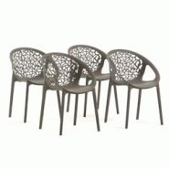 RATTATAN Lot de 4 chaises empilables en polypropylène renforcé de fibre de verre, extérieur et jardin, restaurant, cuisine design moderne – Ambra RATTATAN Lot de 4 chaises empilables en polypropylène renforcé de fibre de verre, extérieur et jardin, restaurant, cuisine design moderne – Ambra