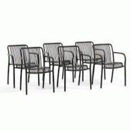 RATTATAN Set de 6 chaises avec accoudoirs en résine renforcée de fibre de verre, design moderne, empilables pour jardin, bar, restaurant, cuisine †RATTATAN Set de 6 chaises avec accoudoirs en résine renforcée de fibre de verre, design moderne, empilables pour jardin, bar, restaurant, cuisine â€