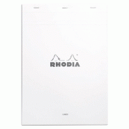 RHODIA Lot de 5 Bloc N°18 blanc format 210x297 / A4, 80 feuilles 80 g/m² agrafées, ligné + marge - 3037920186016