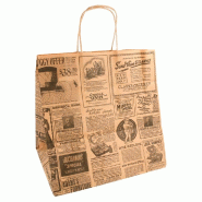 Sac kraft traiteur poignées torsadées Times 26+20x27cm - par 250